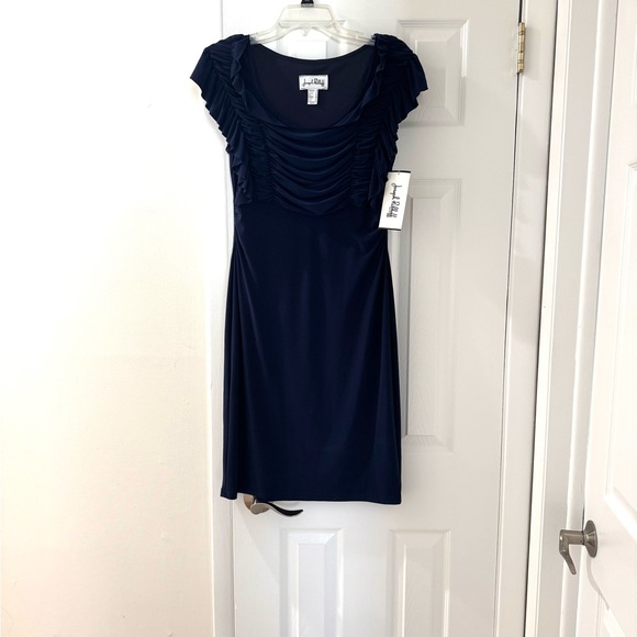 Joseph Ribkoff Navy Ruffle Mini Dress NWT - Picture 2 of 5